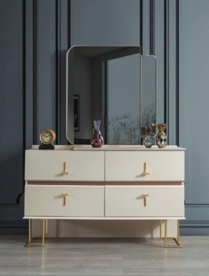 Ložnice set komoda Elegantní zrcadlo Moderní luxusní nábytek Nové 2 kusy