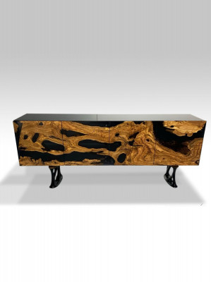 TV stojan Sideboard RTV Lowboard obývací pokoj epoxidová pryskyřice dřevo hnědá