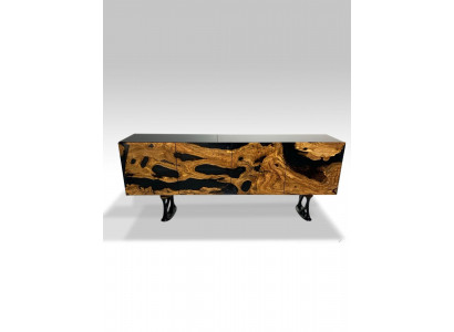 TV stojan Sideboard RTV Lowboard obývací pokoj epoxidová pryskyřice dřevo hnědá