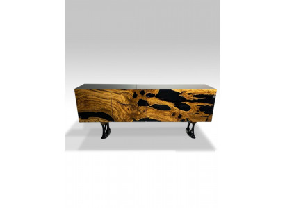 Sideboard Kommode Epoxidharz Braun Wohnzimmer Holz Kommoden Anrichte  Šatní skříň Epoxidová pryskyřice Hnědá Obývací pokoj Dřevo Komody Bufet