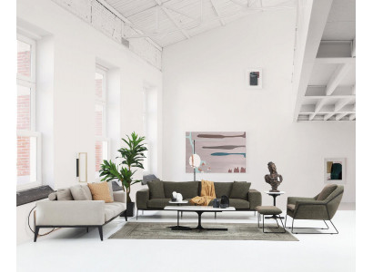 Moderní sedací souprava luxusní pohovky třísedák křeslo kompletní sada šedá