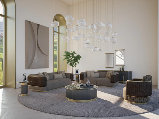 Obývací pokoj Nábytek Pohovka Set Dvousedadlová Třísedadlová Pohovka Luxusní Křeslo