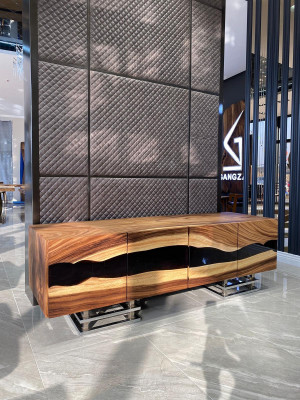 Anrichte Sideboard Kommode Epoxidharz Braun Wohnzimmer Holz Kommoden
