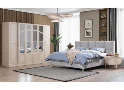 Ložnice set Luxus Komplettes Bett 2x Nachttisch Kleiderschrank Modern 4tlg