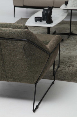 Moderne Grüne Sofagarnitur Zweisitzer Sessel Stoffmöbel Grau Luxus Set