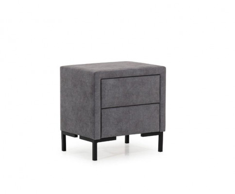 Ložnice set šedá postel Elegantní 2x noční stolky Kompletní sada Krásná 3 dílná.