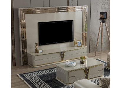TV stojan RTV Lowboard Sideboard obývaci pokoj Zlato Beige Luxus Dřevo Nový