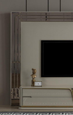 TV stojan RTV Lowboard Sideboard obývaci pokoj Zlato Beige Luxus Dřevo Nový