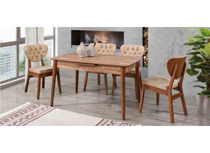 Připravil jsem pro vás český překlad: Beige jídelní sestava Luxus Set 4x židle Chesterfield Nové.