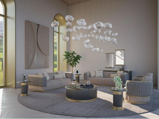 Sedací souprava 4 kusy potahový nábytek obývací pokoj Třísedák Design Moderní Křeslo