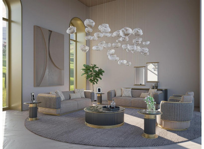 Sedací souprava 4 kusy potahový nábytek obývací pokoj Třísedák Design Moderní Křeslo