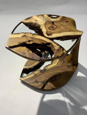 Kávový stůl vedlejší stůl Konferenční stůl Epoxidová pryskyřice Hnědý Design obývacího pokoje