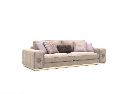 Bežová třímístná pohovka sedačka obývací pokoj čalouněný nábytek zařízení nový nábytek