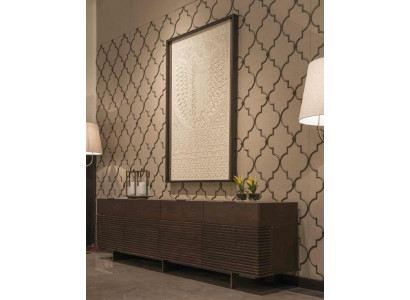 Obklad stěn design textilie mosaz obývacího pokoje vybavení nová barva béžová.