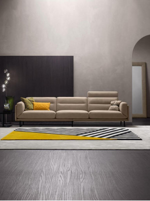 Kompletní sedací souprava, béžová pohovka 4+3 sedací skupina z kůže