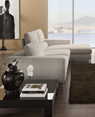 Textil Luxus rohová sedací souprava L tvaru - Moderní bílý potah se sedáky - Nový nábytek do obývacího pokoje.