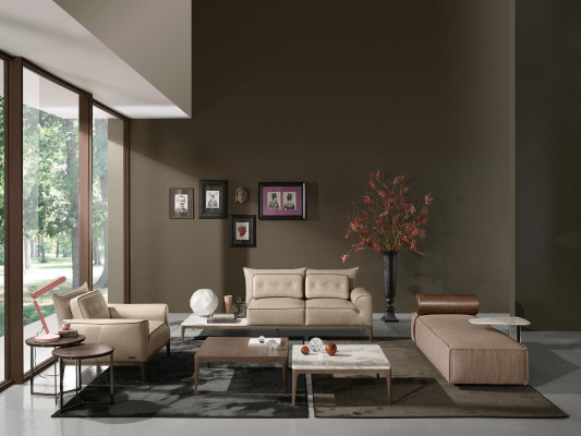 Luxusní souprava sedací soupravy 2+1 sedadlo sofa křeslo kůže 2 kusy PRIANERA.