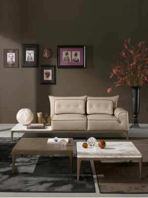 Luxusní souprava sedací soupravy 2+1 sedadlo sofa křeslo kůže 2 kusy PRIANERA.