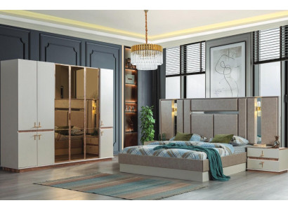Návrhářská postel Dřevěná šatní skříň Luxusní noční stolky Ložnice Set