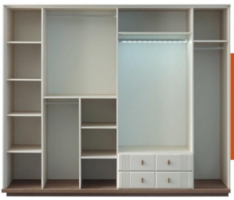 Velká bílá šatní skříň Stylizované ložnice Dřevěné luxusní skříně