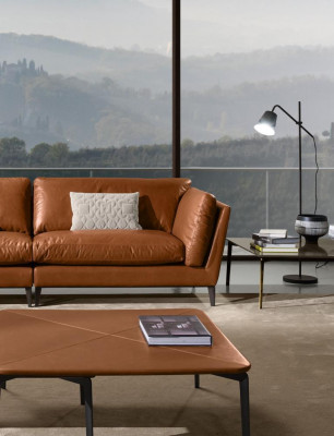 Pohovka 3místná hnědá luxusní designový nábytek obývací pokoj nábytek kůže styl Prianera Nový