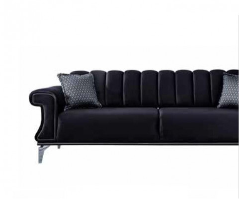 Čalouněná luxusní pohovka pro 3 osoby v moderním černém designu. Nový.