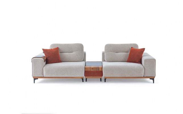 Elegantní 3-místná sedací souprava s vestavným stolem, designová obývací souprava.
