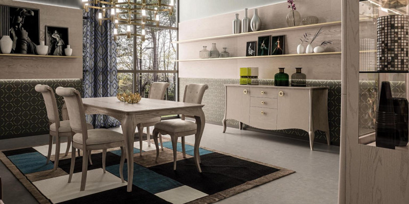 Klasická jídelní sestava stůl židle komoda sestava židlí 6dílná