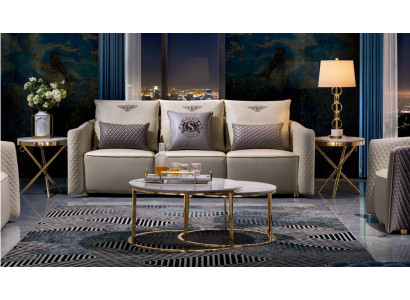 Třísedák Polstergarnitur Design Sofa 3 sedadla pokoje nábytek béžový