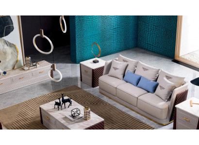 Sofa třísedák styl moderní polstrovaná sedací souprava kožená gauč třísedák