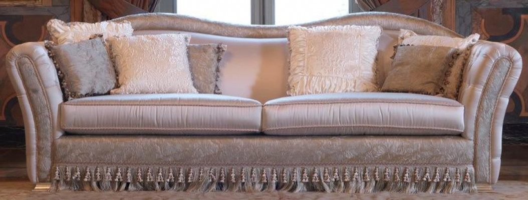 Chesterfield Klasická židle s třemi sedadly, textilní pohovka, nová