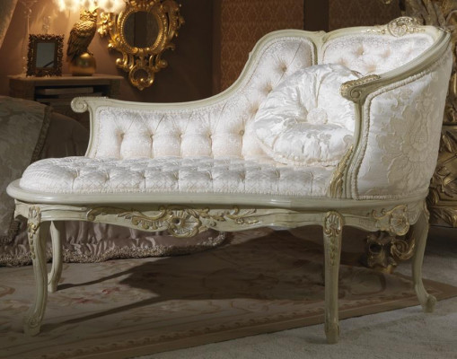 Salón Chesterfield Sofa cama Tapicería tumbona Chaise longue Club Blanco Barroco Nuevo