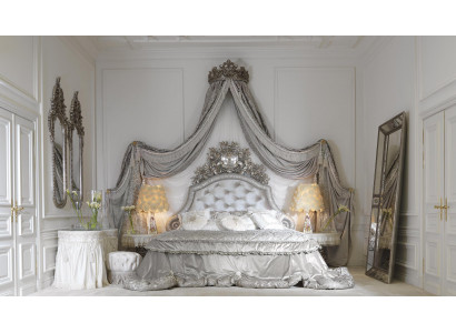 Chesterfield postel Stříbrné luxusní ložní pokoje Italský nábytek Design Nový