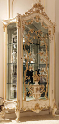 Nábytek Masivní dřevo Vitríny Skleněná skříň Echtholz Anrichte Vitrine Obývací pokoj