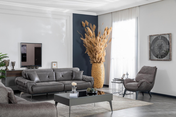 Sofa sestava 3 sedadla Konferenční stůl Nábytek Luxus Design Chesterfield Obývací pokoj