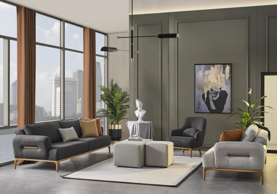 Sofa Set 431, sedák 2x stolička, sada 5 kusů luxusní obývací pokoj žití.