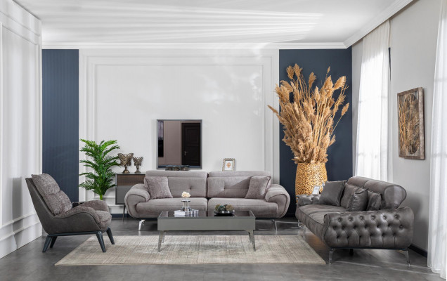 Sofa sestava 3 sedadla Konferenční stůl Nábytek Luxus Design Chesterfield Obývací pokoj