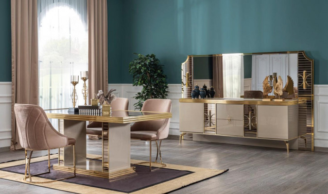 Jídelní set stůl 6x židle 8ks. Styl Moderní nový luxus.