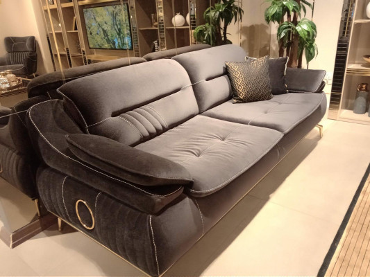 Obývací pokoj Pohovka 3místná Černá Design Luxusní čalouněný Nábytek Elegantní