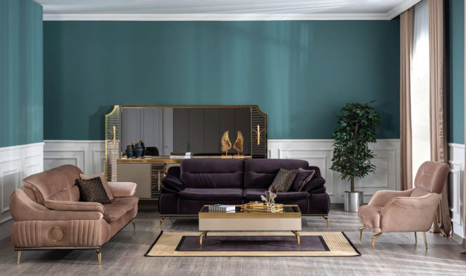 Obývací pokoj Pohovka 3místná Černá Design Luxusní čalouněný Nábytek Elegantní