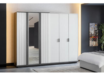 Ložnice Nábytek Dřevo Šatník Moderní Skříň Šedá 260cm Loft
