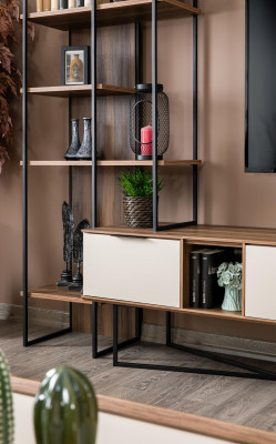 Wohnwand Obývací pokoj Nábytek TV Stojan Knihovna 240 cm Dřevo Zdiálnice