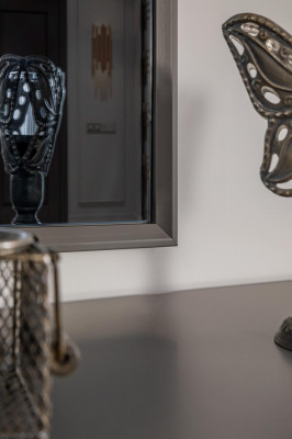 Nastavit Kommode zrcadlo obývací pokoj Design Dřevo Nový Styl Moderní komoda šedá.