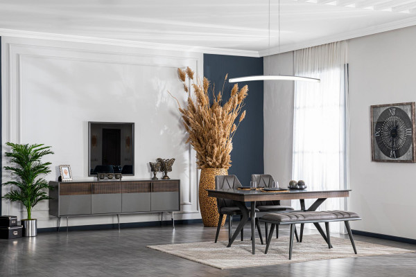 Nastavit Kommode zrcadlo obývací pokoj Design Dřevo Nový Styl Moderní komoda šedá.