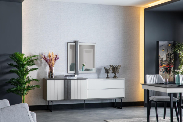 Luxus komoda Sideboard Moderní komody 2 kusy s zrcadlem Dřevěná skříň