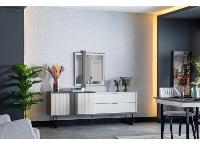 Luxus komoda Sideboard Moderní komody 2 kusy s zrcadlem Dřevěná skříň