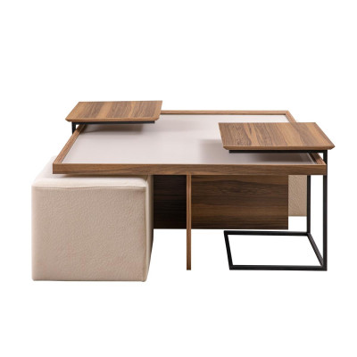 Multifunkční stůl do obývacího pokoje, designový luxusní nábytek, moderní styl, hnědý.