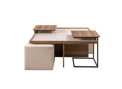 Multifunkční stůl do obývacího pokoje, designový luxusní nábytek, moderní styl, hnědý.