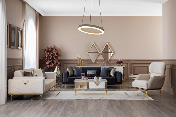Stůl do obývacího pokoje z designové luxusní nové bílé dřevěné výzdoby moderního stylu.