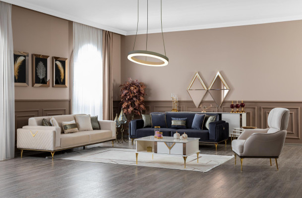 Stůl do obývacího pokoje z designové luxusní nové bílé dřevěné výzdoby moderního stylu.